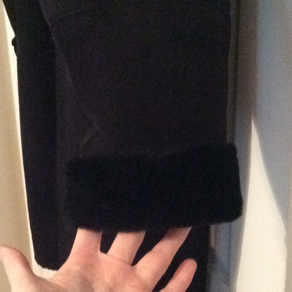 Shearling coat Lamb Fur Badgley Mischka couture black Leather suede Gray Collar - Picture 11 of 13